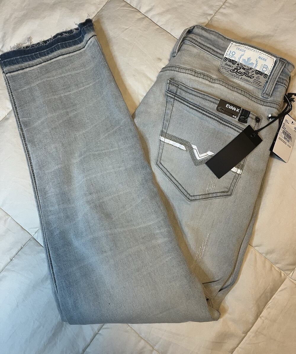 Buffalo David Bitton Evan X Slim Stretch Gray Distressed Jeans 32X30 Men's